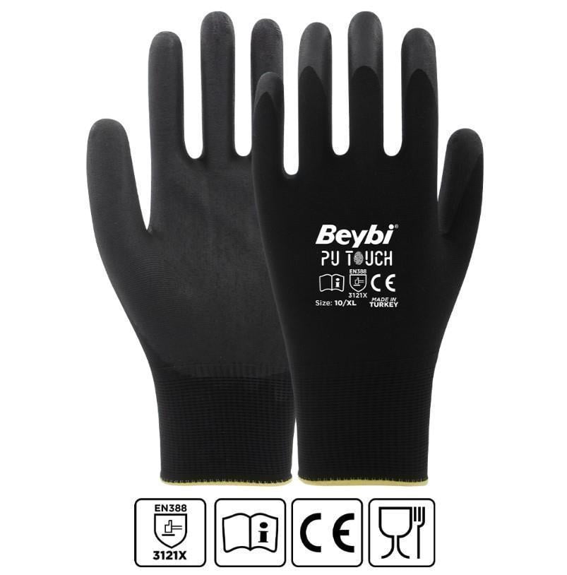 Beybi PU Touch Polyester Örme Eldiven 12 li