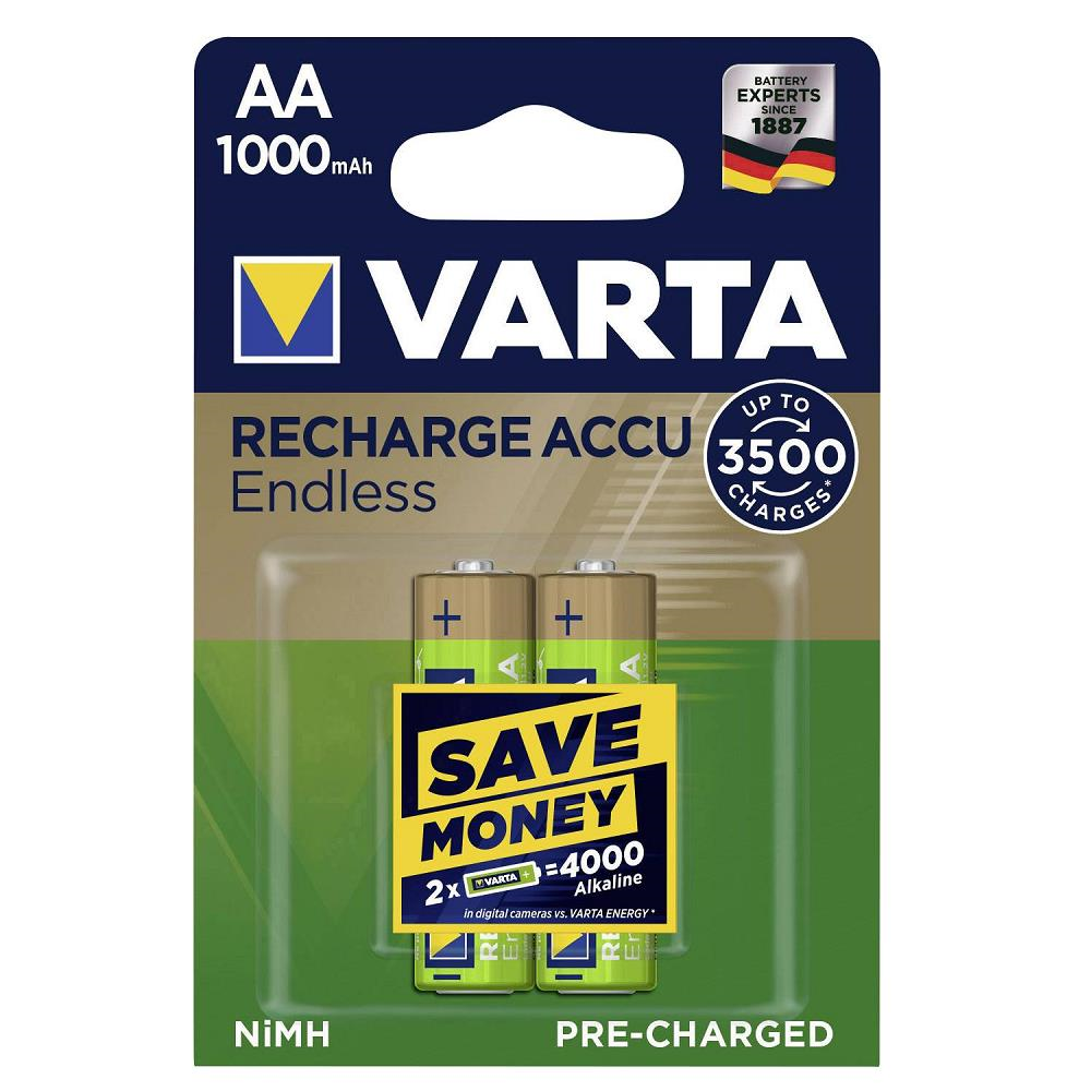 Varta 56666 Endless 1000mAh AA Şarj Edilebilir Kalem Pil 2'li Paket
