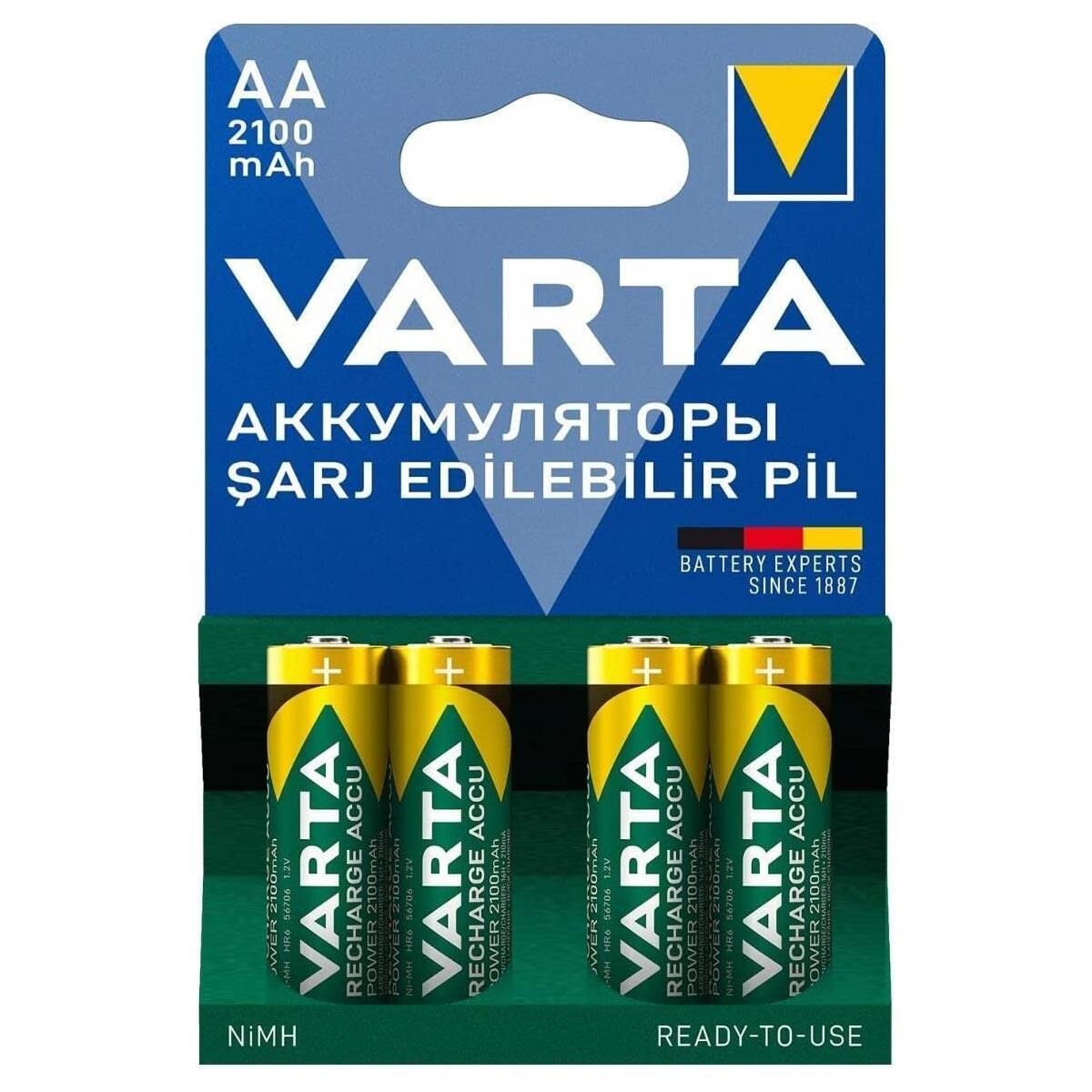 Varta 56706 Power 2100mAh AA Şarj Edilebilir Kalem Pil 4'lü Paket TR