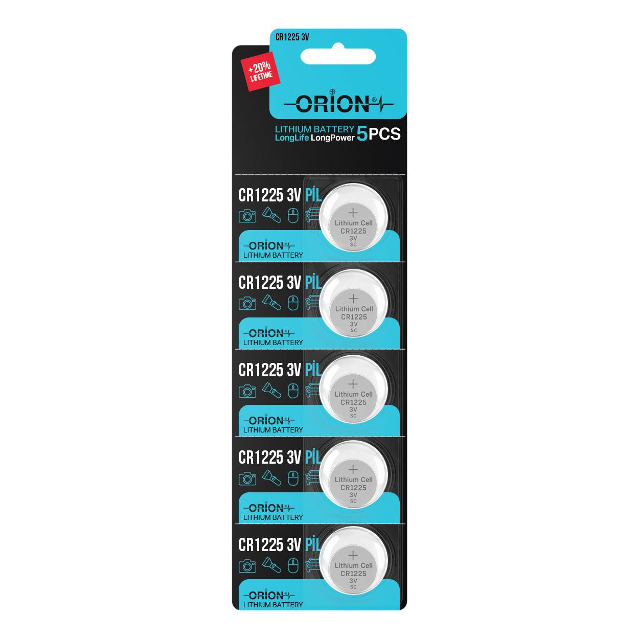 Orion CR1225 3V Lithium 5'li Paket Pil
