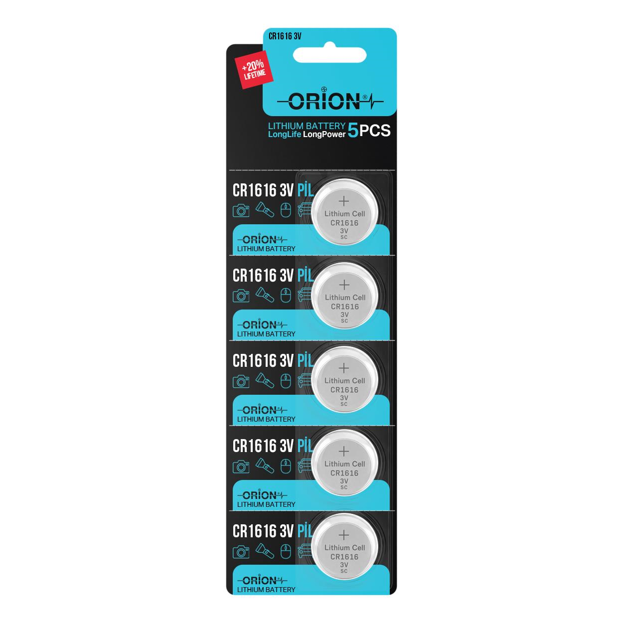 Orion CR1616 3V Lithium 5'li Paket Pil