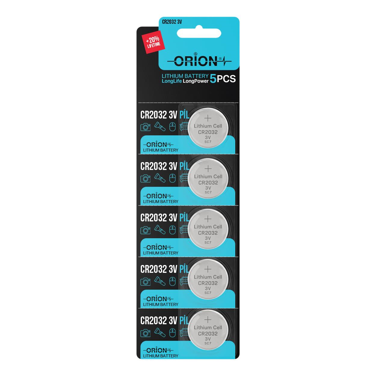 Orion CR2032 3V Lithium 5'li Paket Pil