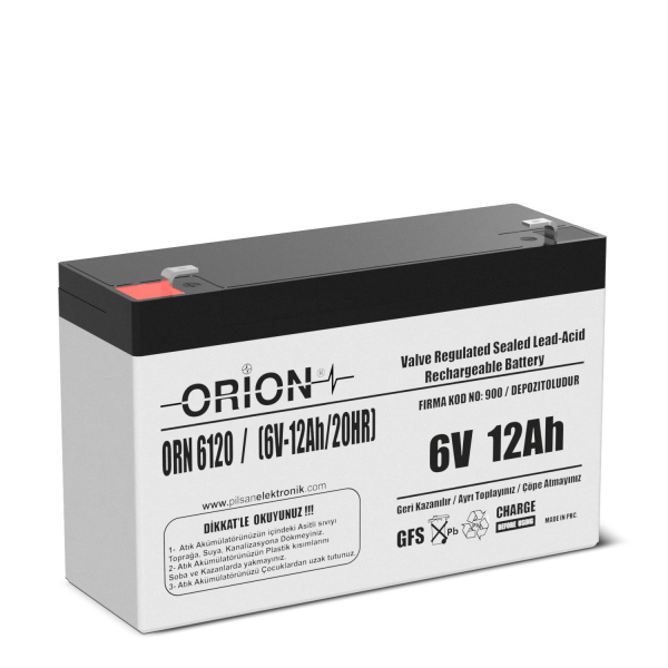 Orion ORN6120 6V 12Ah Bakımsız Kuru Akü
