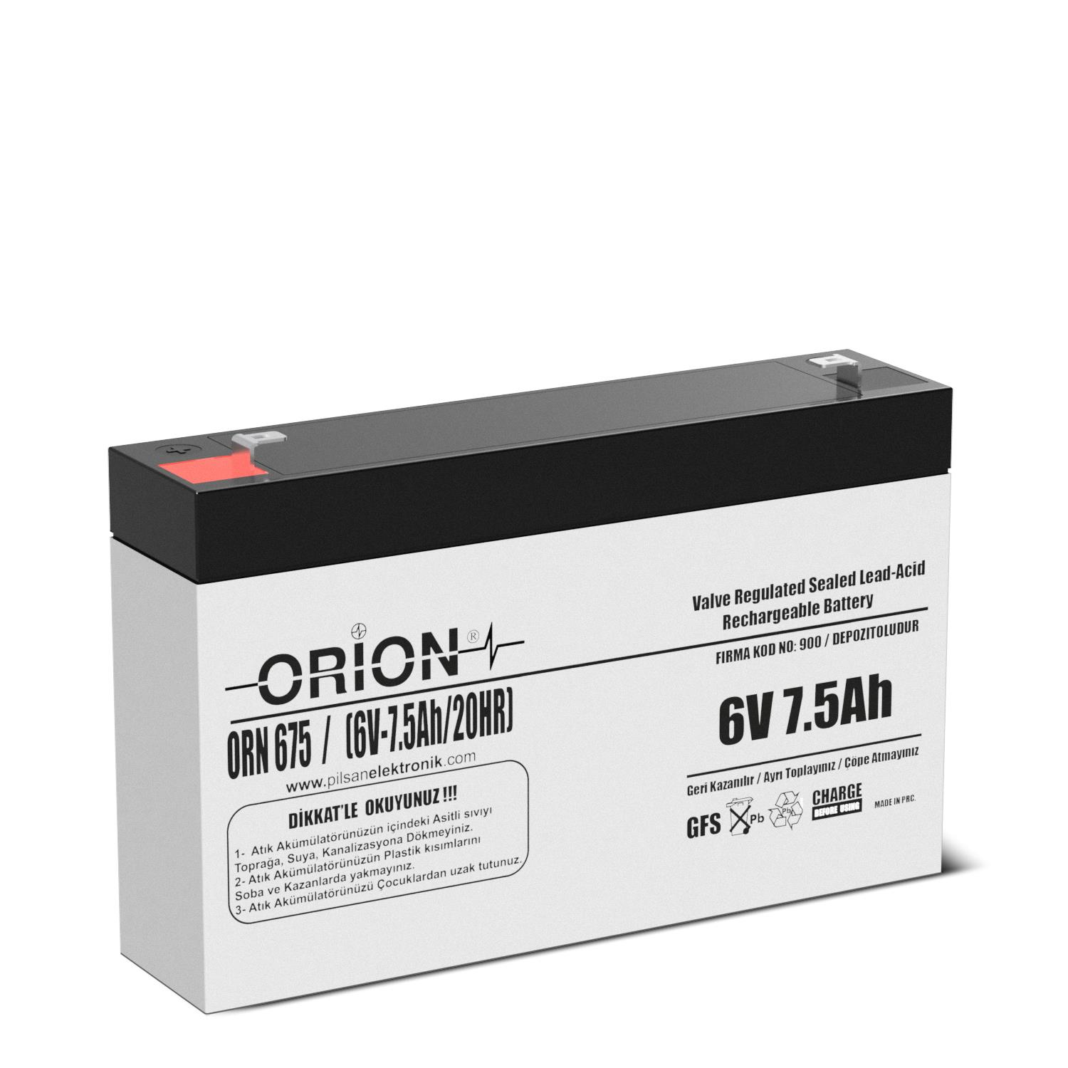 Orion 6V 7.5Ah Bakımsız Kuru Akü