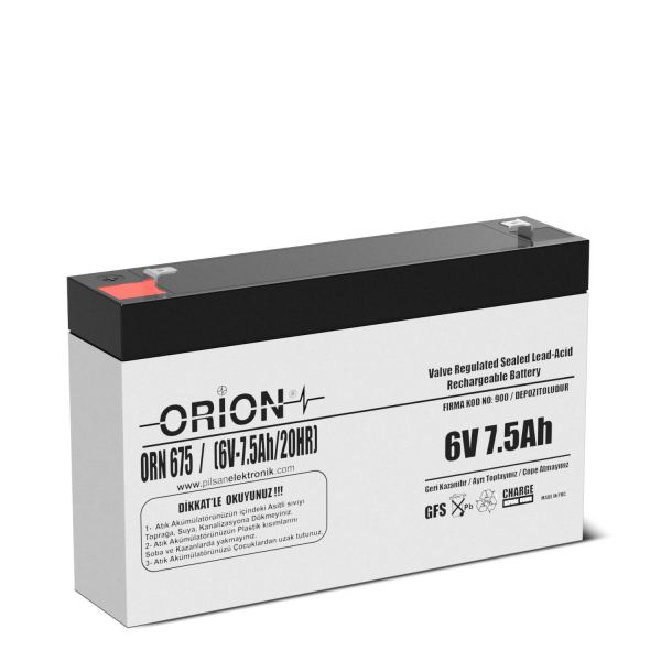 Orion 6V 7.5Ah Bakımsız Kuru Akü