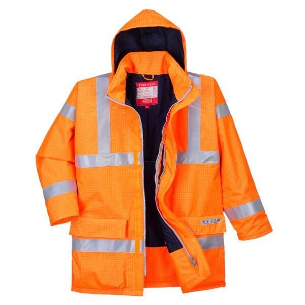 Portwest S778 Bizflame Yağmur Hi-Vis Nefes Alabilir Antistatik FR Ceket Turuncu