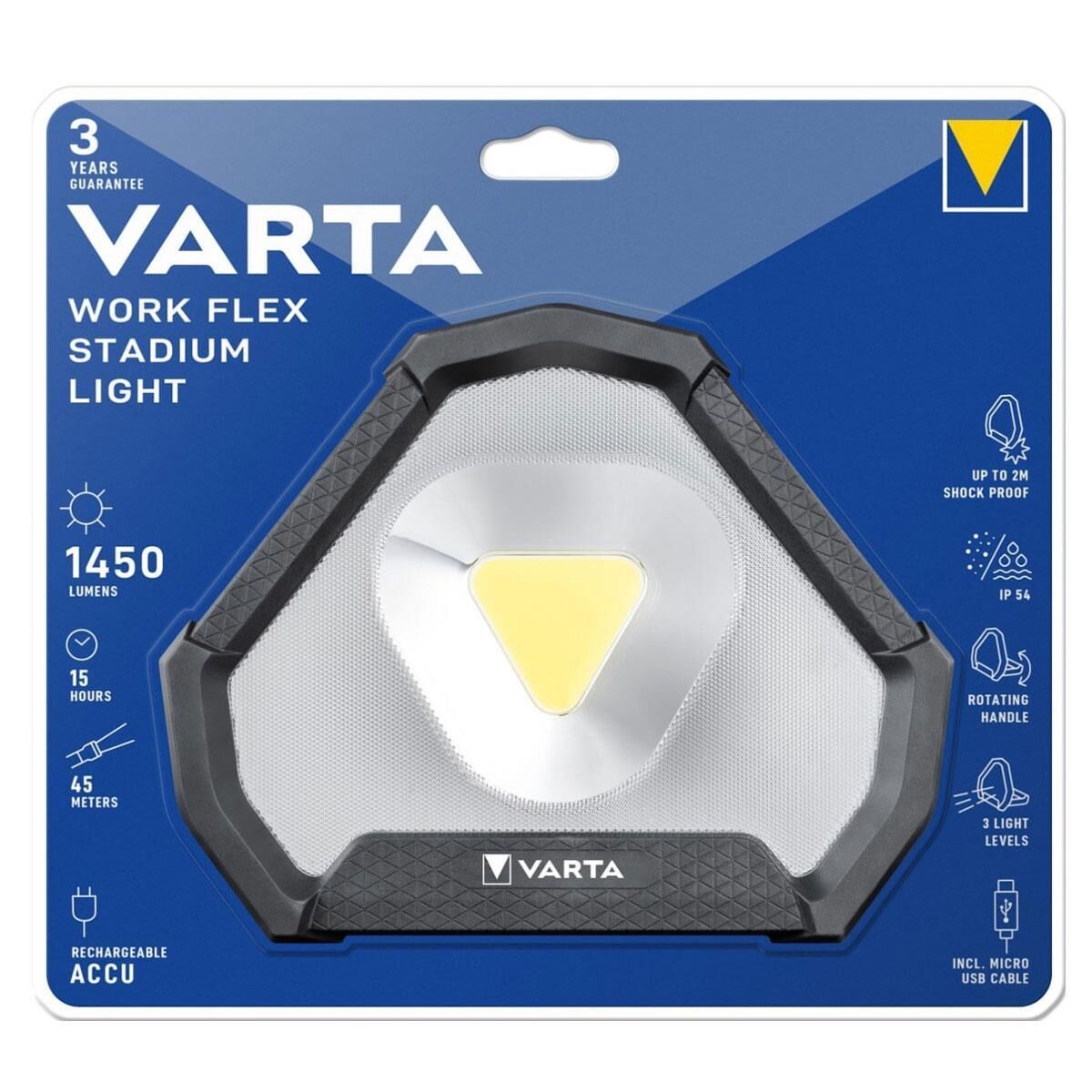 Varta 18647 Work Flex Stadyum Işığı Cob LED Şarjlı Fener