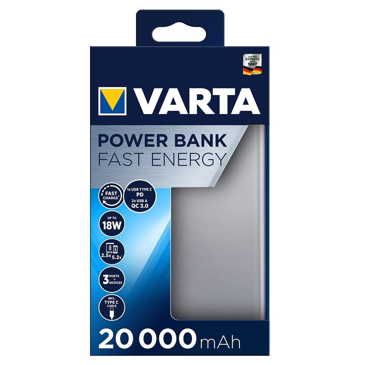 Varta 57983 Fast Energy Power Bank 20000 Mah