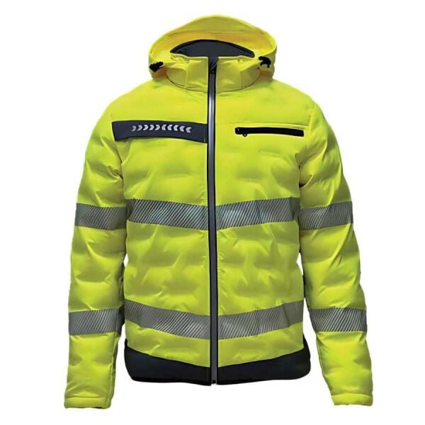 Vızwell VWJK517 Yüksek Görünümlü Tünel Dolgulu Mont Sarı - 2XL
