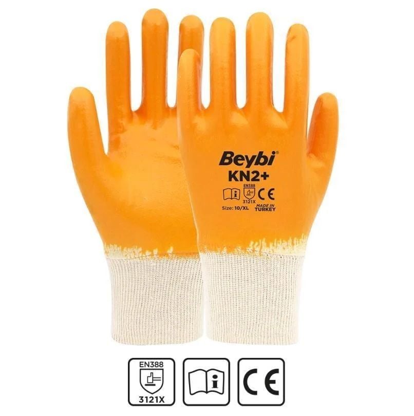 Beybi KN2+ Pamuk Nitril İş Eldiveni 12 li