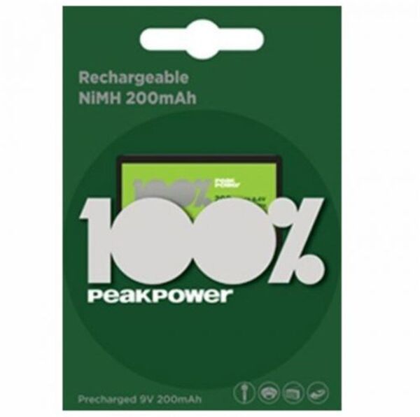 PeakPower 9V 200mAh Şarj Edilebililr Pil