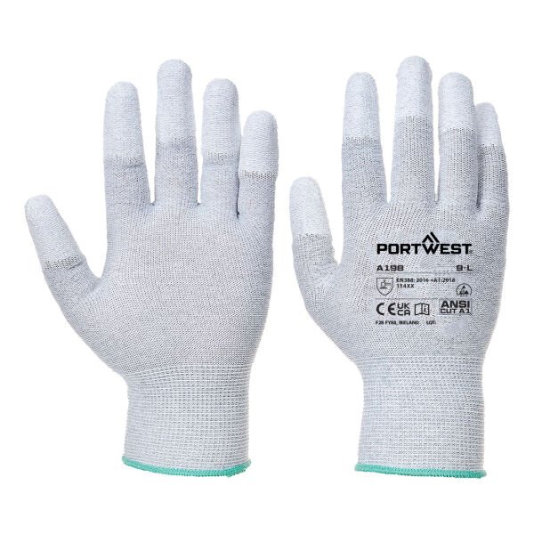 Portwest A198 Antistatik Parmak Ucu PU Eldiven 12 li