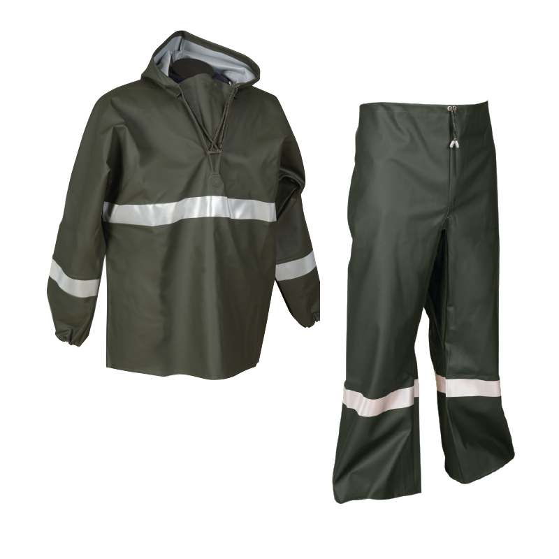Reflektörlü Balıkçı Alt-Üst Takım Yağmurluk 2XL - Haki