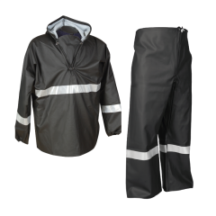 Reflektörlü Balıkçı Alt-Üst Takım Yağmurluk XL - Siyah