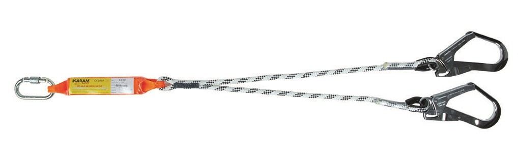 Karam KA341 Şok Emici Çift Kollu Statik Halatlı Büyük Kancalı Lanyard