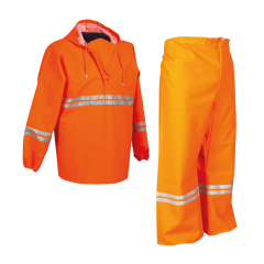 Reflektörlü Balıkçı Alt-Üst Takım Yağmurluk L - Turuncu