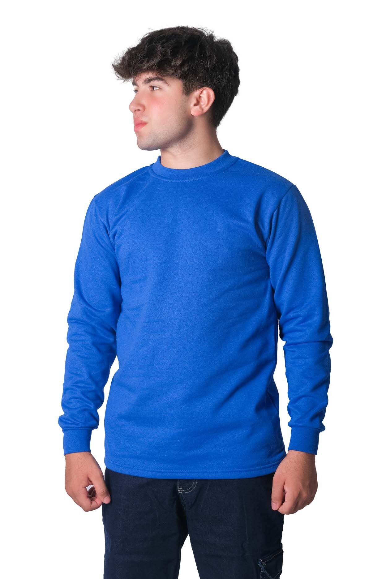 Bisiklet Yaka İki İplik Sweatshirt Mavi - XL