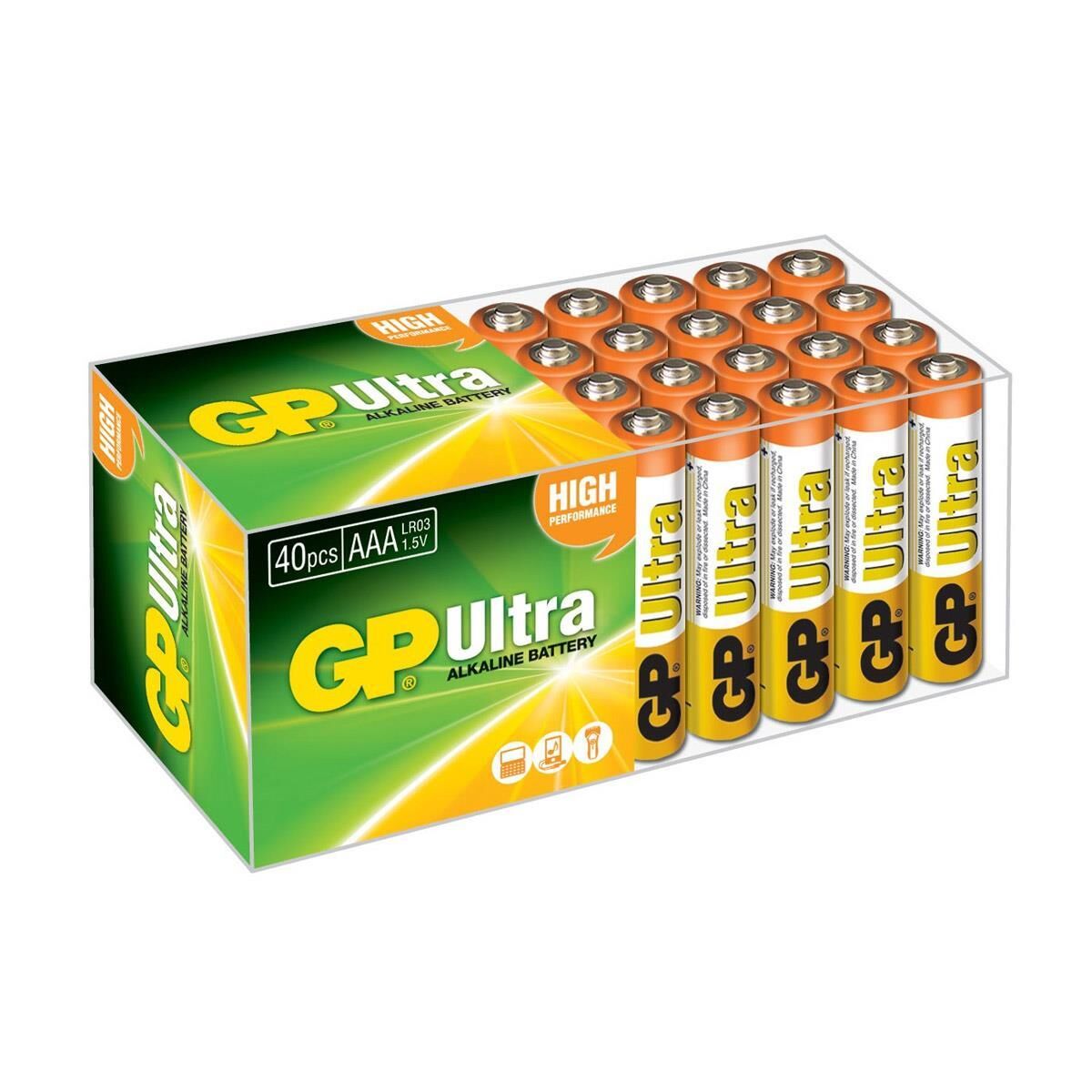 GP Ultra Alkalin AAA İnce Kalem Pil 40'lı Pvc Paket
