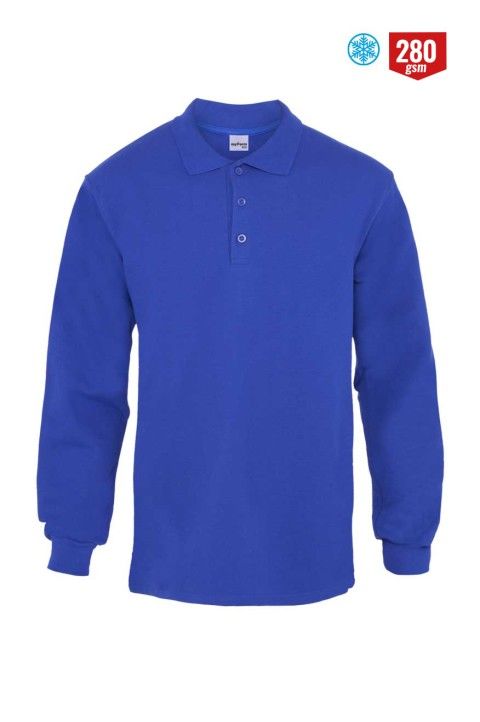 Polo Yaka Sweatshirt Mavi - 3XL