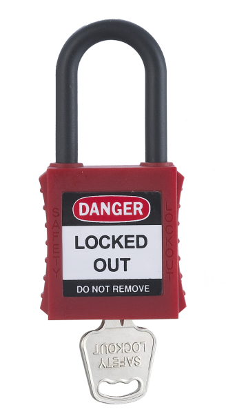 Locksan 38mm Plastik Çene Emniyet Asma Kilit - Kırmızı