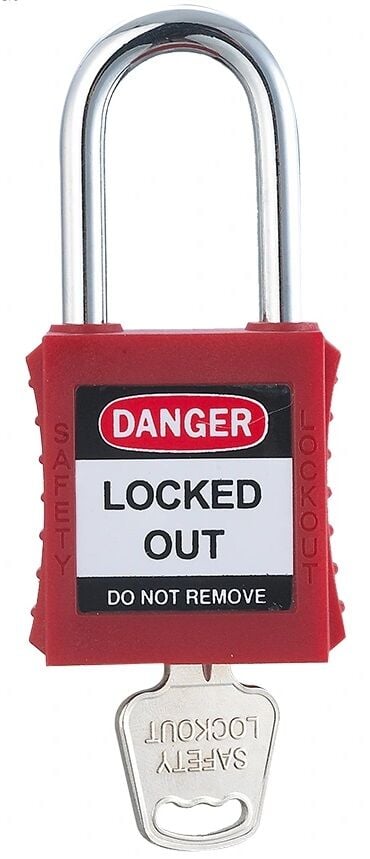 Locksan 38mm Çelik Çene Emniyet Asma Kilit -Kırmızı