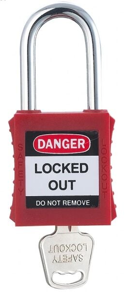 Locksan 38mm Çelik Çene Emniyet Asma Kilit -Kırmızı