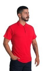 Polo Yaka Openend Tshirt Kırmızı - S