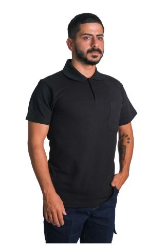 Polo Yaka Openend Tshirt Siyah - S