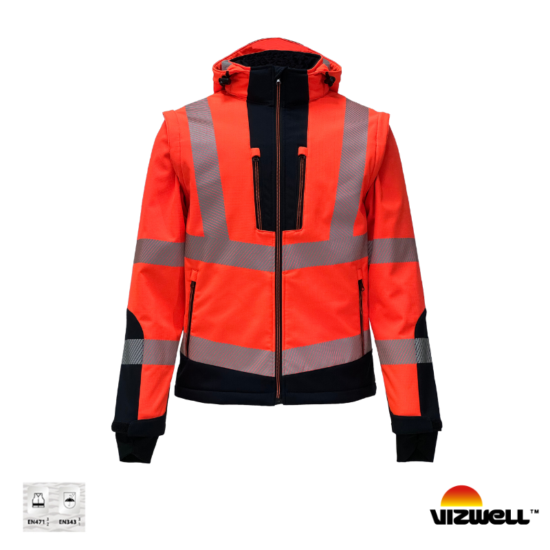Vızwell VWJK521 Yüksek Görünümlü Rİpstop Softshell Kollar Çıkmalı Mont