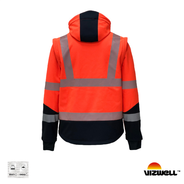 Vızwell VWJK521 Yüksek Görünümlü Rİpstop Softshell Kollar Çıkmalı Mont