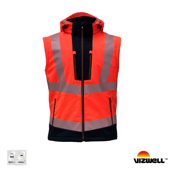 Vızwell VWJK521 Yüksek Görünümlü Rİpstop Softshell Kollar Çıkmalı Mont