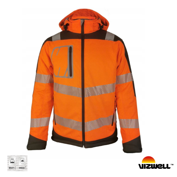 Vizwell VWJK268 Yüksek Görünürlüklü Softshell Ceket 2XL - Turuncu