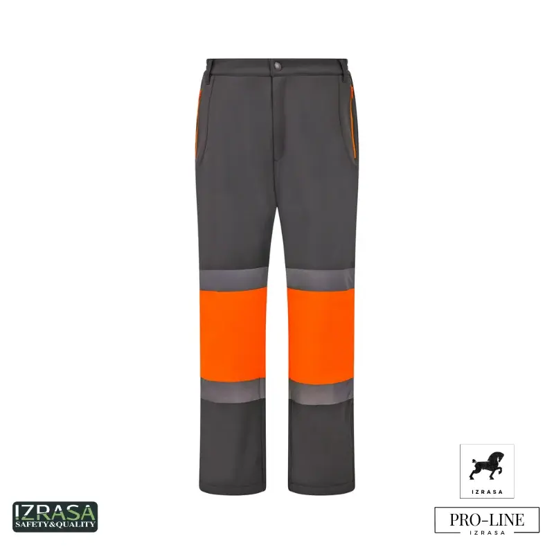 Izrasa Softshell Dizler Oxford Reflektörlü Gri Pantolon Gri-Turuncu - M