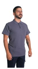 Polo Yaka Openend Tshirt Gri - XL