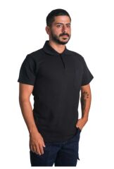 Polo Yaka Openend Tshirt Siyah - L