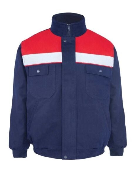 Robalı İş Montu Lacivert / Kırmızı - 2XL