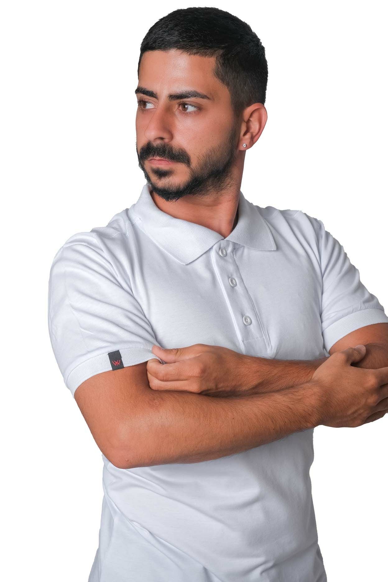 Polo Yaka Likralı Tişört S - Beyaz