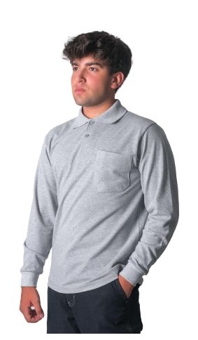 Polo Yaka Uzun Kol Sweatshirt 3XL - Gri