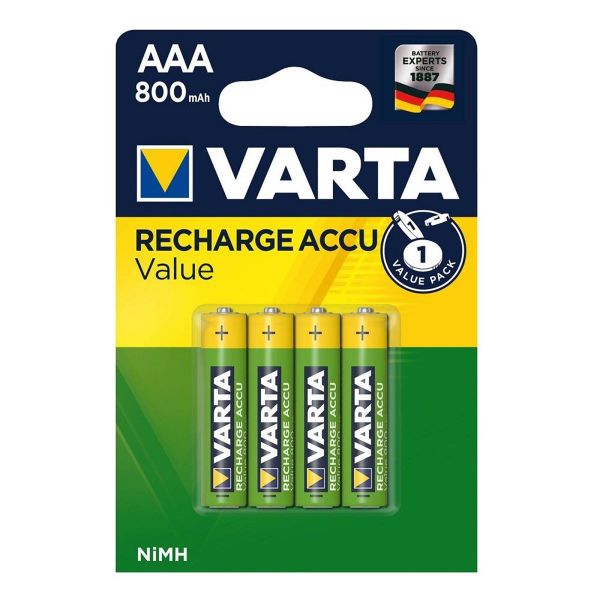 Varta 56613 Value 800mAh AAA Şarj Edilebilir İnce Kalem Pil 4'lü Paket
