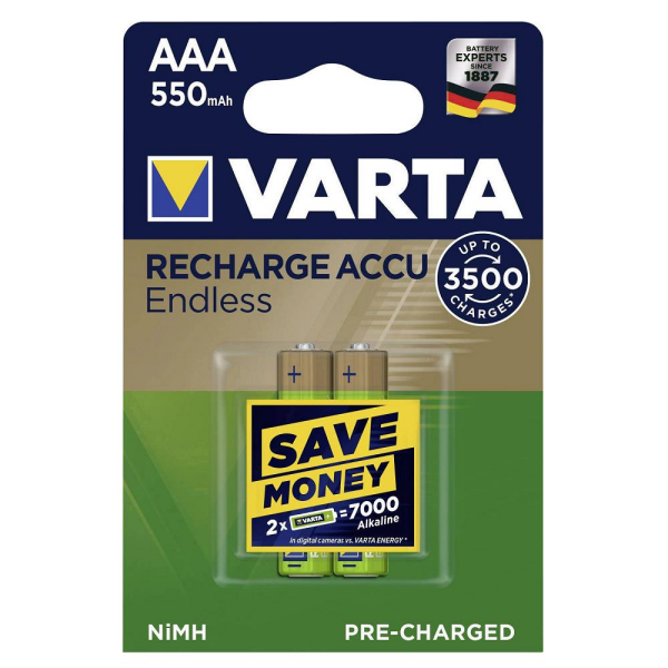 Varta 56663 Endless 550mAh AAA Şarj Edilebilir İnce Kalem Pil 2'li Paket