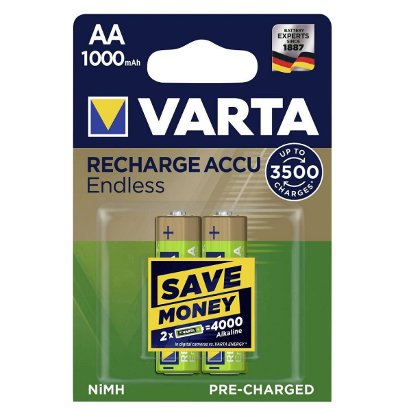 Varta 56666 Endless 1000mAh AA Şarj Edilebilir Kalem Pil 2'li Paket