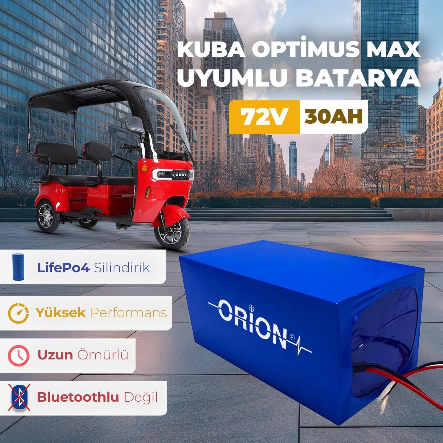 KUBA OPTİMUS MAX UYUMLU LIFEPO4  72V 30AH  BATARYA