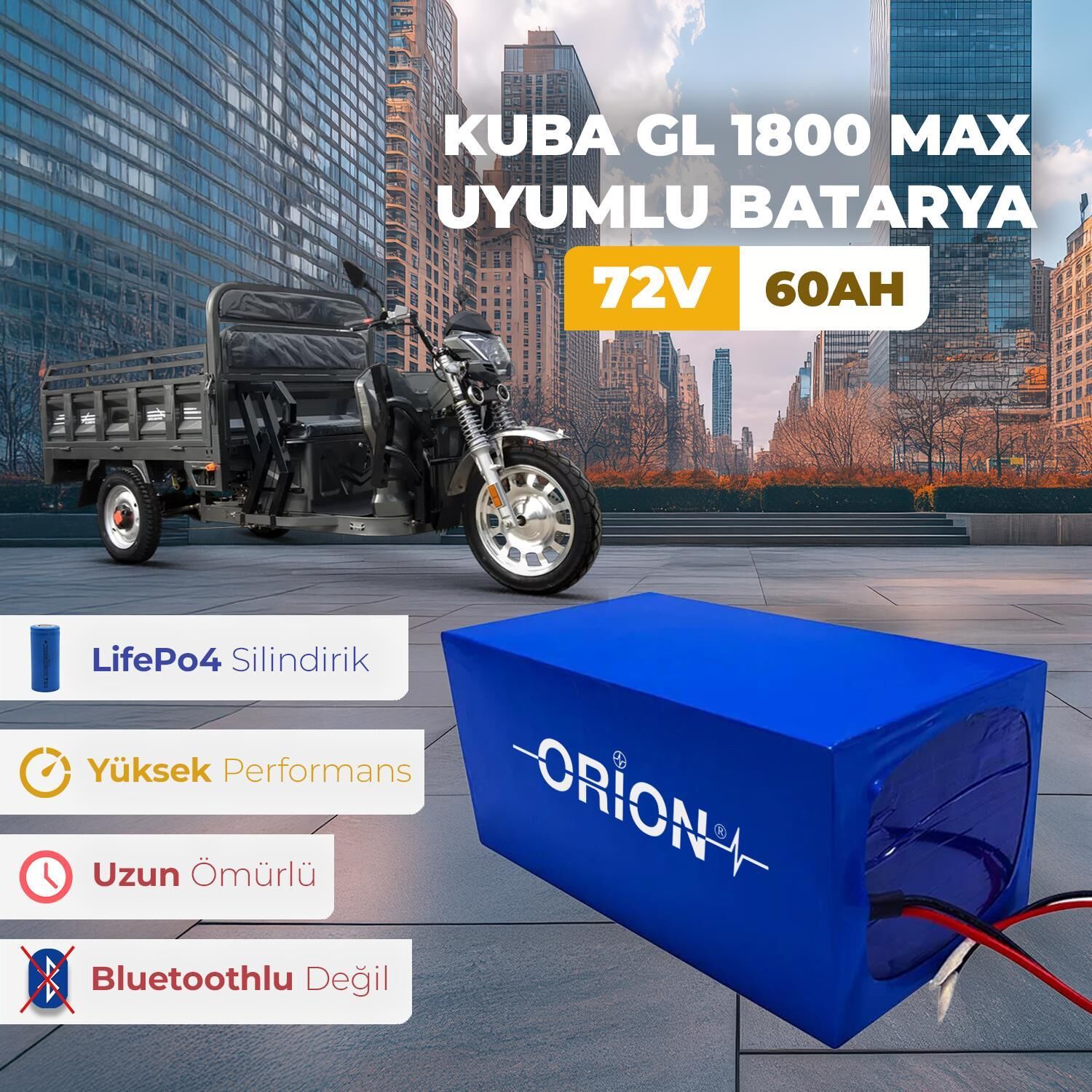 KUBA GL 1800 MAX UYUMLU LIFEPO4 72V 60AH BATARYA