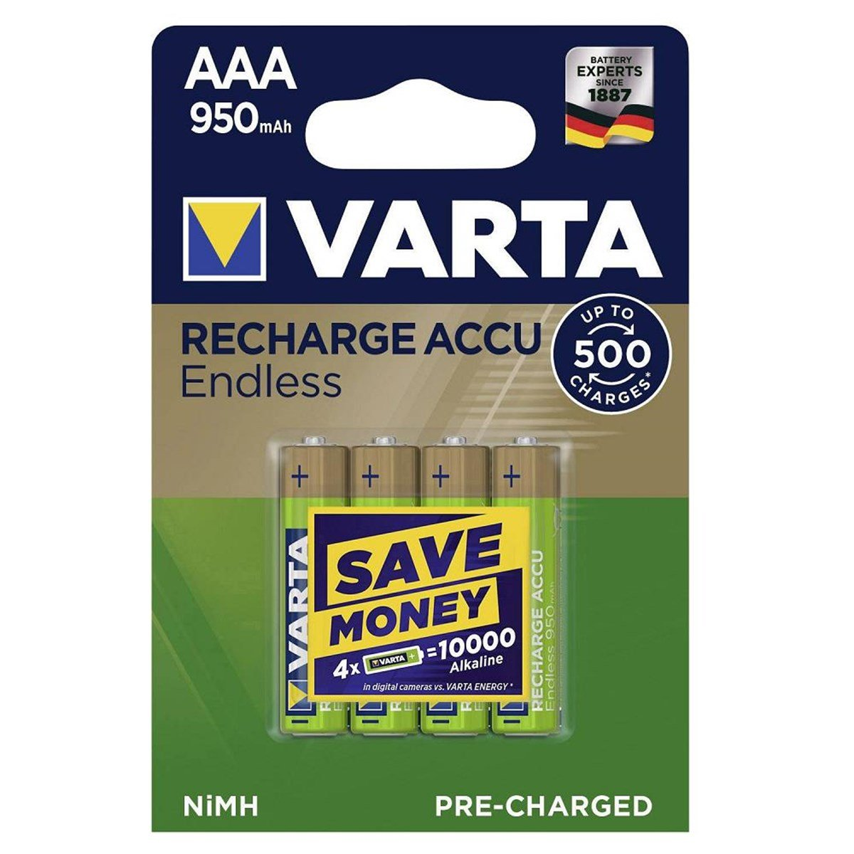 Varta 56683 Endless 950mAh AAA Şarj Edilebilir İnce Kalem Pil 4'lü Paket