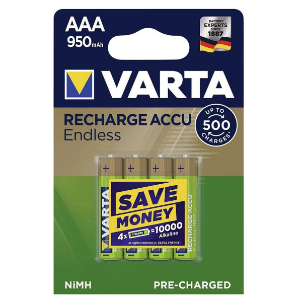 Varta 56683 Endless 950mAh AAA Şarj Edilebilir İnce Kalem Pil 4'lü Paket