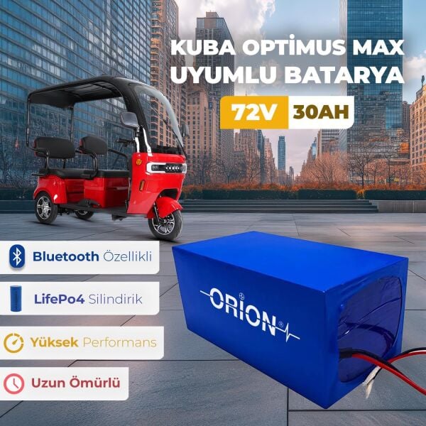 KUBA OPTİMUS MAX UYUMLU LIFEPO4  72V 30AH  BATARYA BLUETOOTHLU