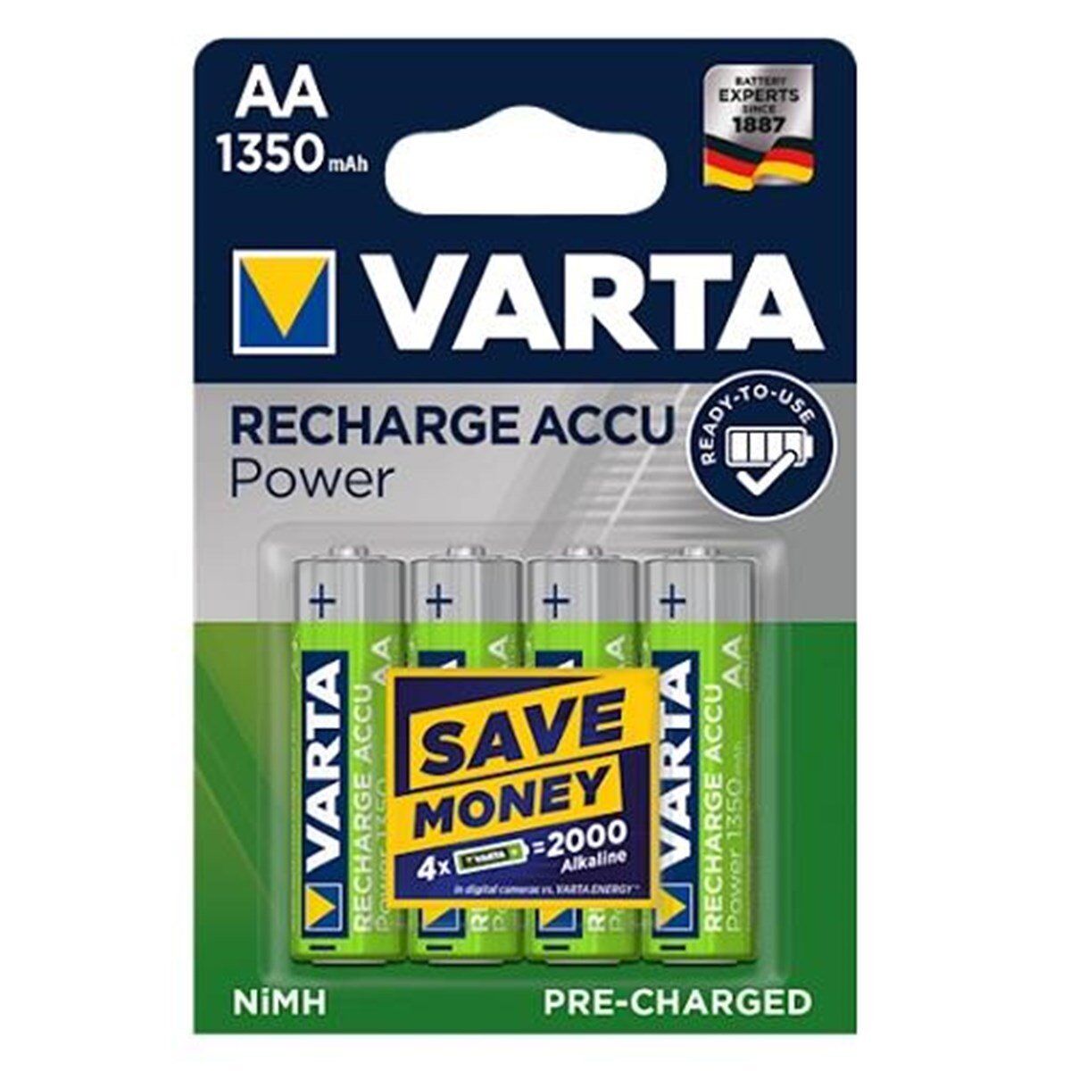 Varta 56746 Power 1350mAh AA Şarj Edilebilir Kalem Pil 4'lü Paket