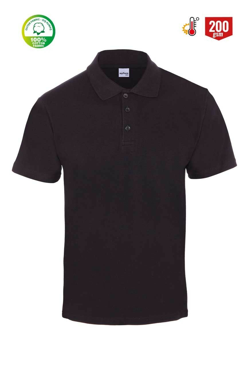 Polo Yaka Pike Tshirt Siyah - XS
