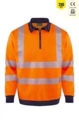 Myform Yüksek Görünümlü Fermuarlı Sweatshirt Turuncu - XL