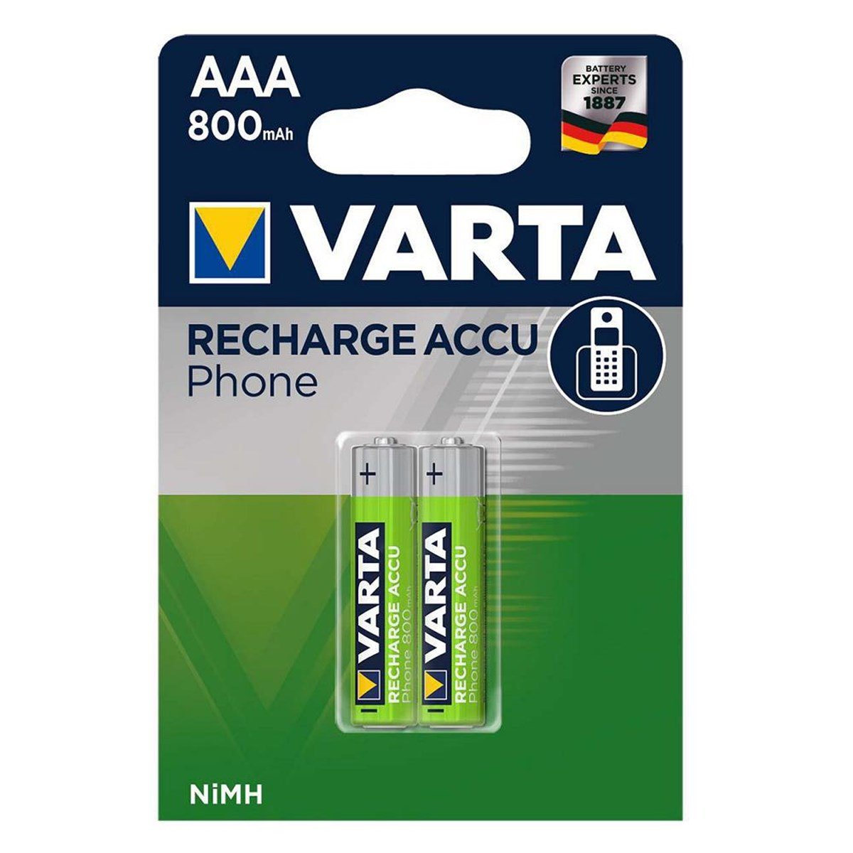 Varta 58398 Phone 800mAh AAA Şarj Edilebilir İnce Kalem Pil 2'li Paket